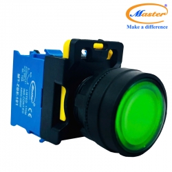Nút Nhấn ON Có Đèn Màu Xanh Lá Master - Loại Tự Nhả
