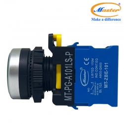 Nút Nhấn ON Có Đèn Xanh Lá MASTER - Loại Tự Giữ, Viền Mạ Bạc