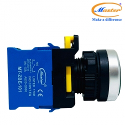 Nút Nhấn ON Có Đèn Xanh Lá MASTER - Loại Tự Giữ, Viền Mạ Bạc