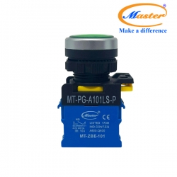 Nút Nhấn ON Có Đèn Xanh Lá MASTER - Loại Tự Giữ, Viền Mạ Bạc