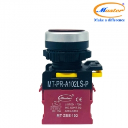 Nút Nhấn OFF Có Đèn Đỏ MASTER - Loại Tự Giữ, Viền Mạ Bạc