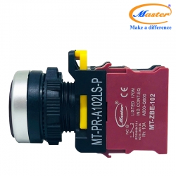 Nút Nhấn OFF Có Đèn Đỏ MASTER - Loại Tự Giữ, Viền Mạ Bạc