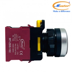 Nút Nhấn OFF Có Đèn Đỏ MASTER - Loại Tự Giữ, Viền Mạ Bạc