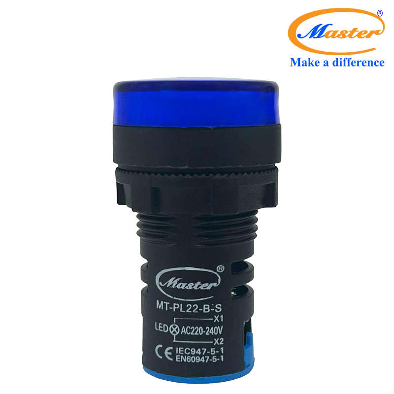 Đèn Báo Pha Xanh Dương Master - Loại Đầu Phẳng