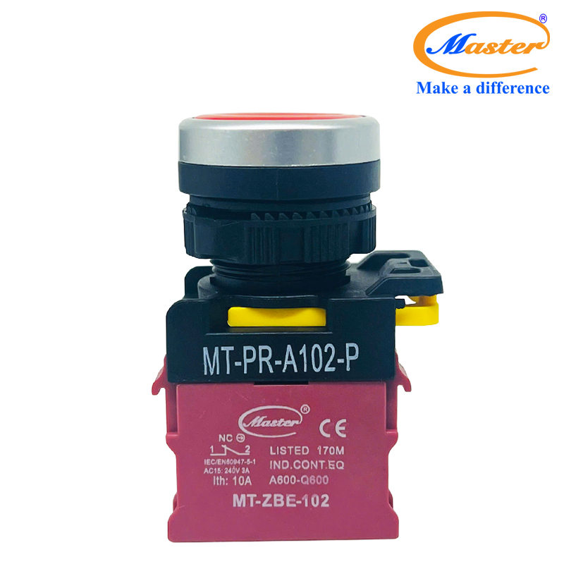 Nút Nhấn OFF Màu Đỏ Master - Viền Mạ Bạc