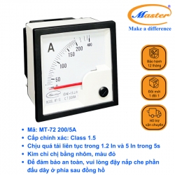 Đồng Hồ Đo Ampe MT-72 200/5A Master