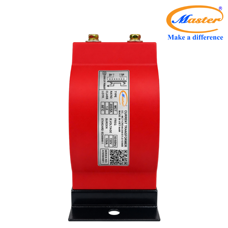 Biến Dòng Đo Lường MCT 200/5A Class 1.0 15VA Đúc Epoxy Đỏ Tròn Master