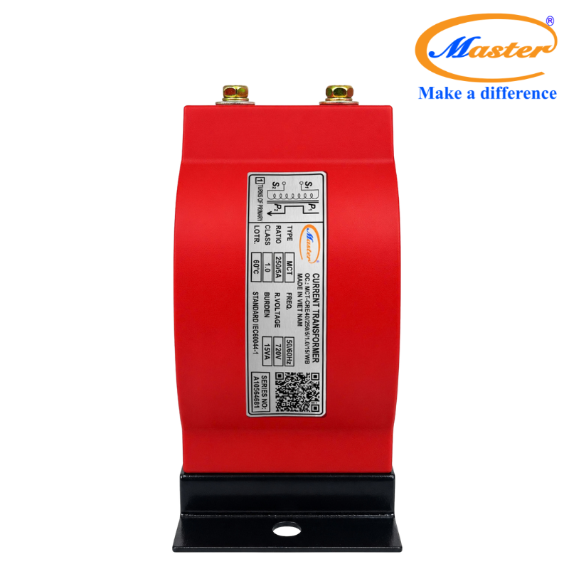 Biến Dòng Đo Lường MCT 250/5A Class 1.0 15VA Đúc Epoxy Đỏ Tròn Master